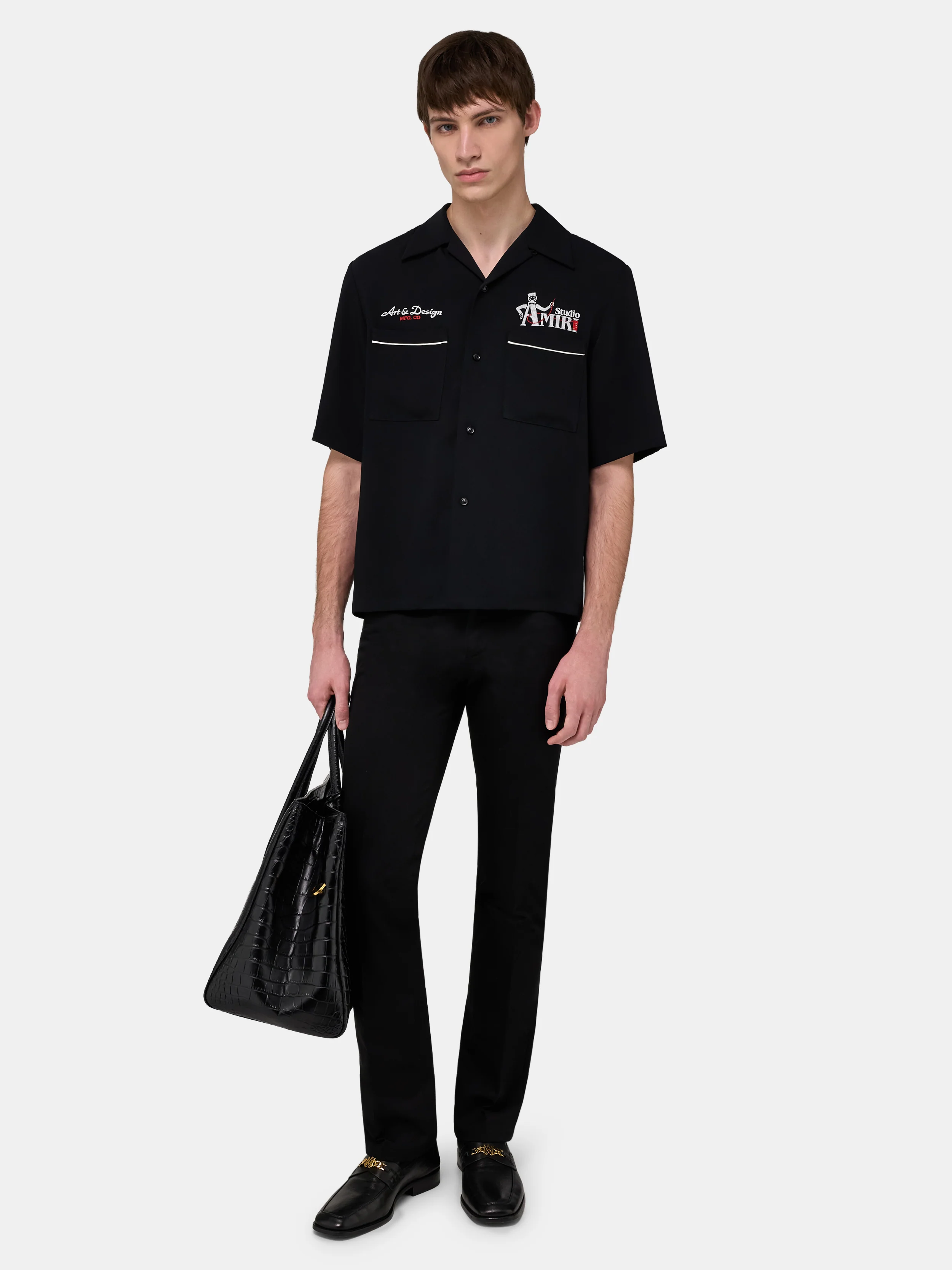 AMIRI STUDIO CREPE CAMP SHIRT - Black - Image 2