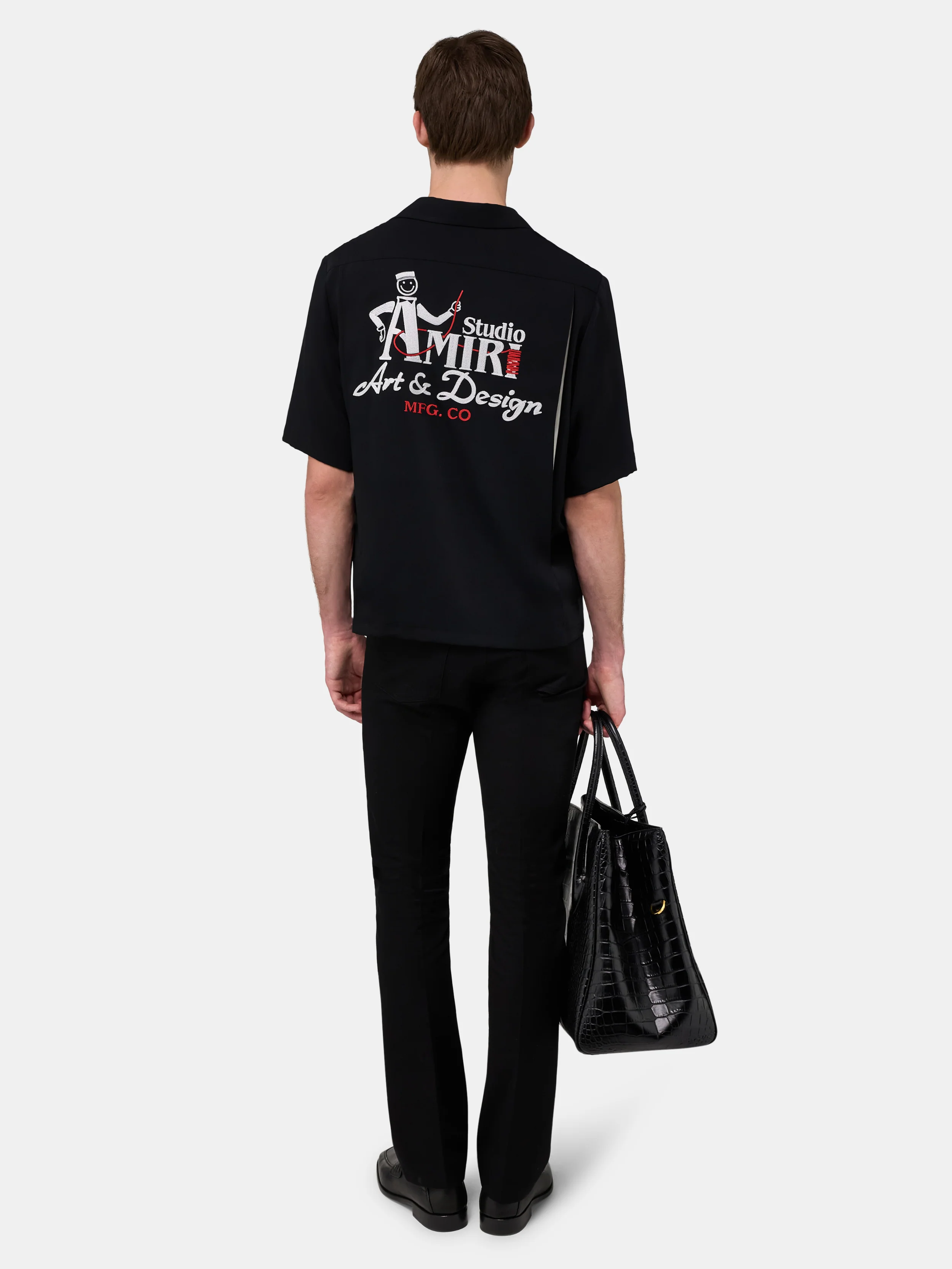 AMIRI STUDIO CREPE CAMP SHIRT - Black - Image 4