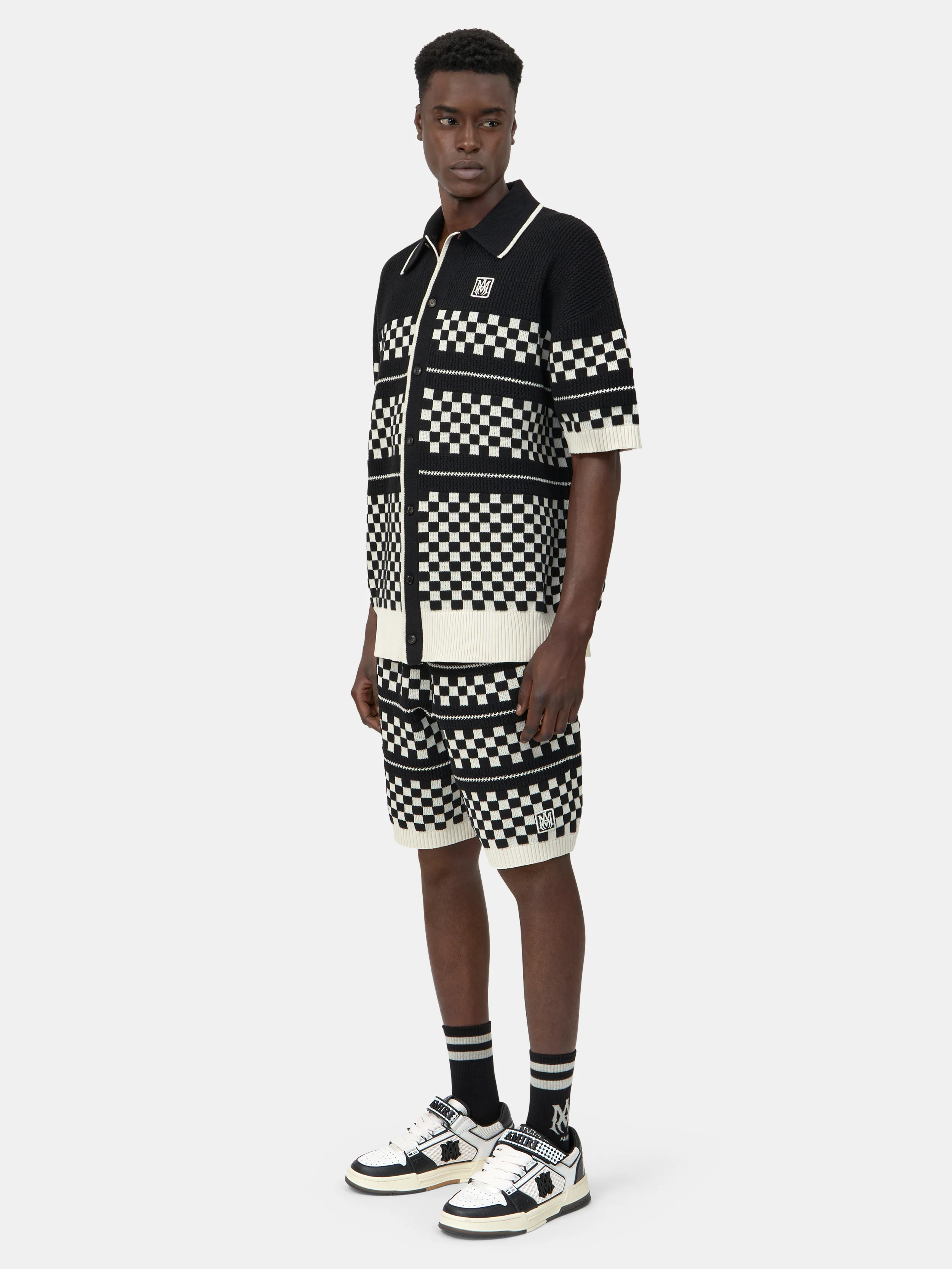 CHECKERED MESH SHORT - Black - Image 3