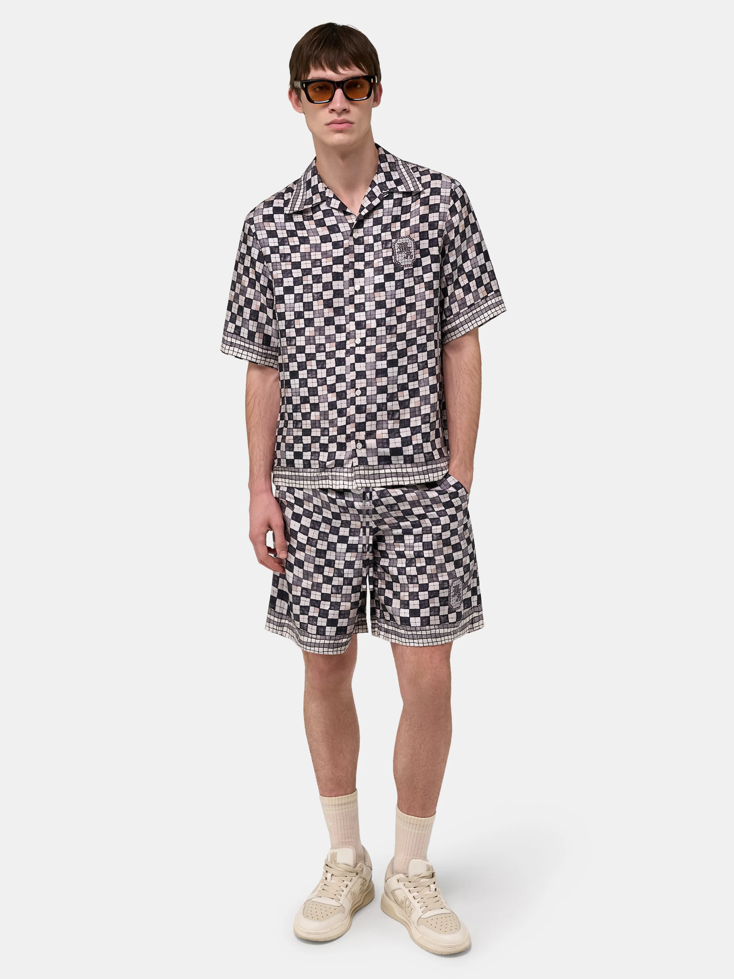 MA CHECKERED BOWLING SHIRT - Taupe - Image 2