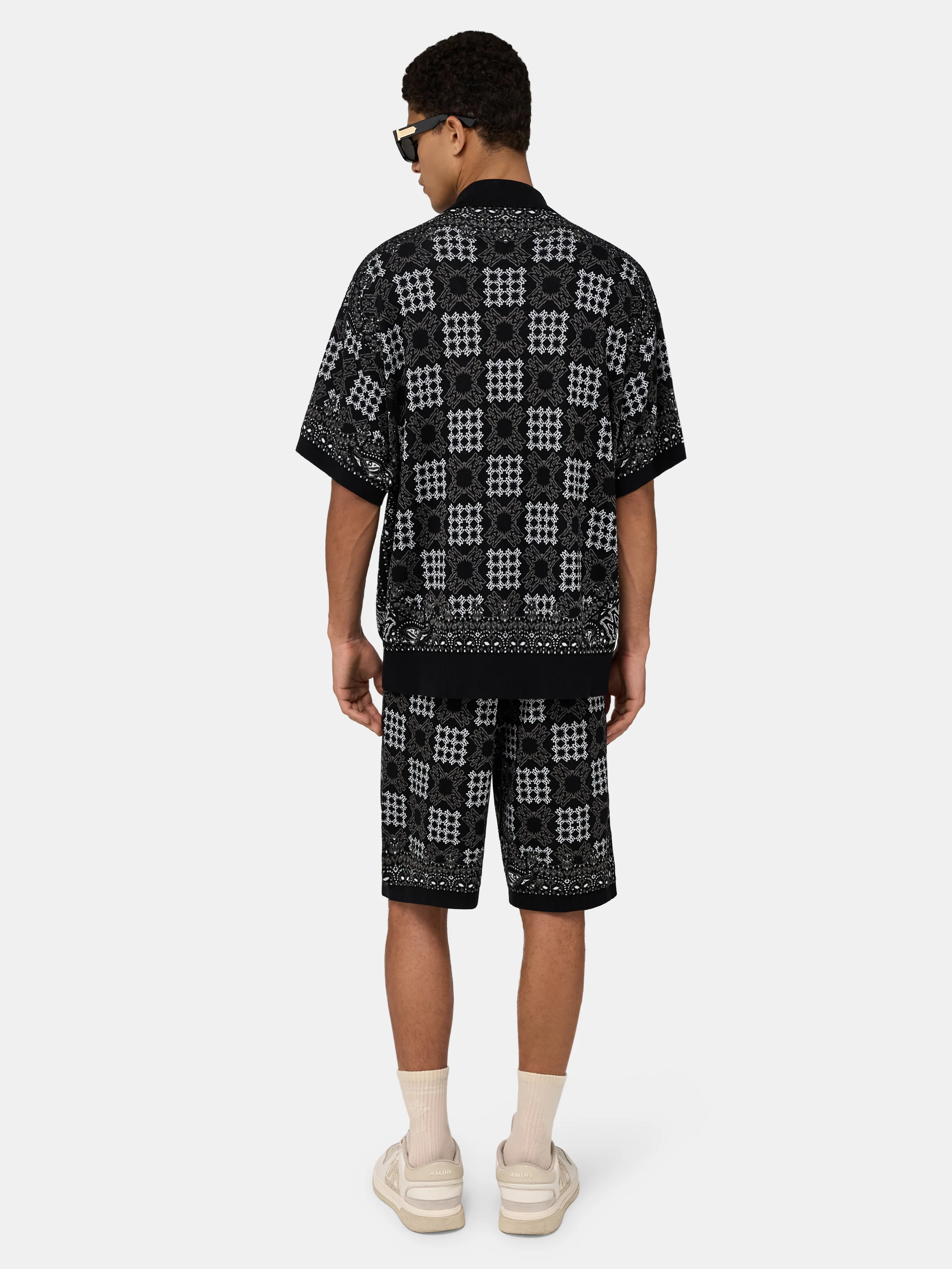 MA QUAD CHECK MESH KNIT SHIRT - Black - Image 4