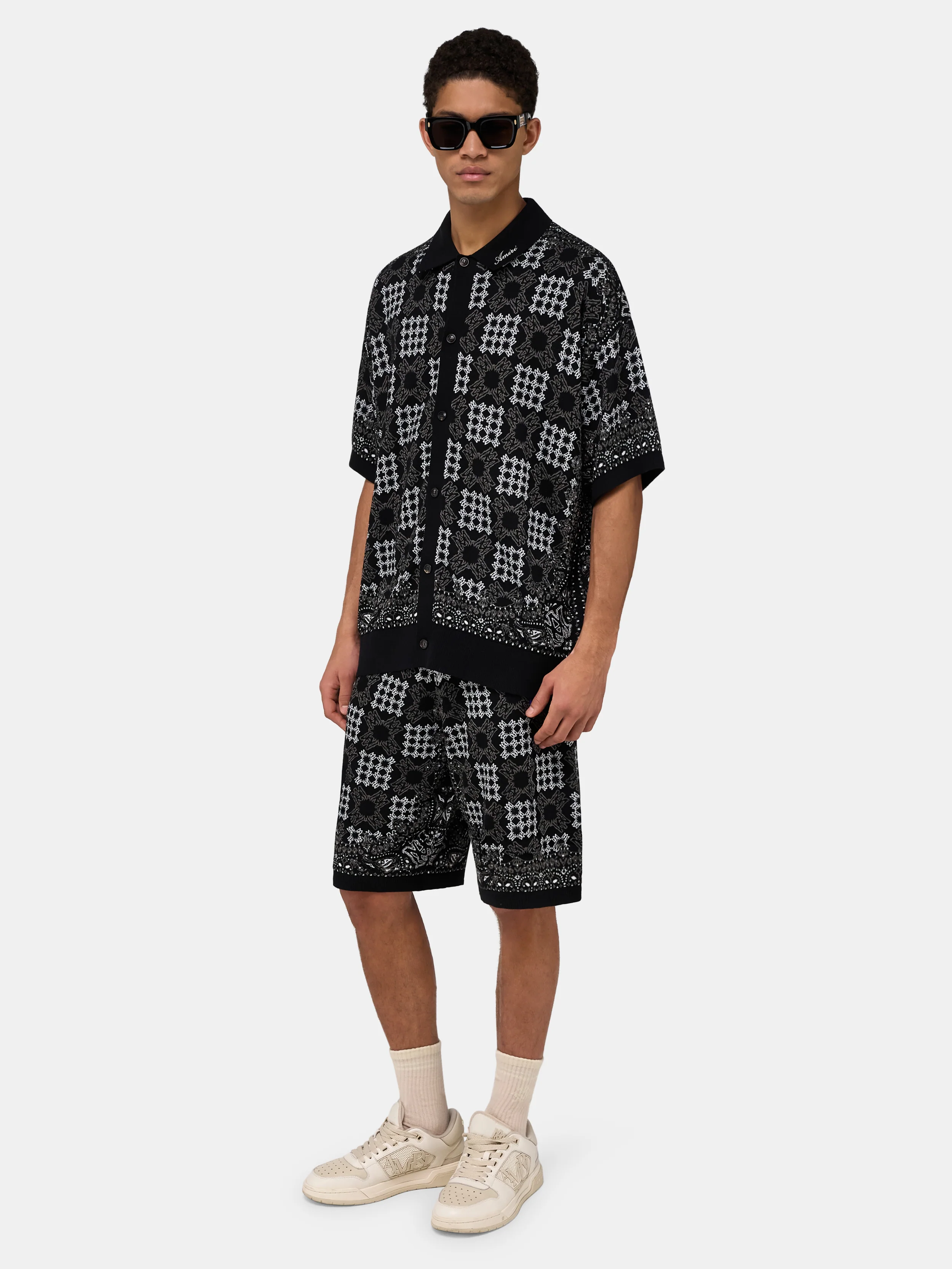 MA QUAD CHECK MESH KNIT SHORT - Black - Image 3