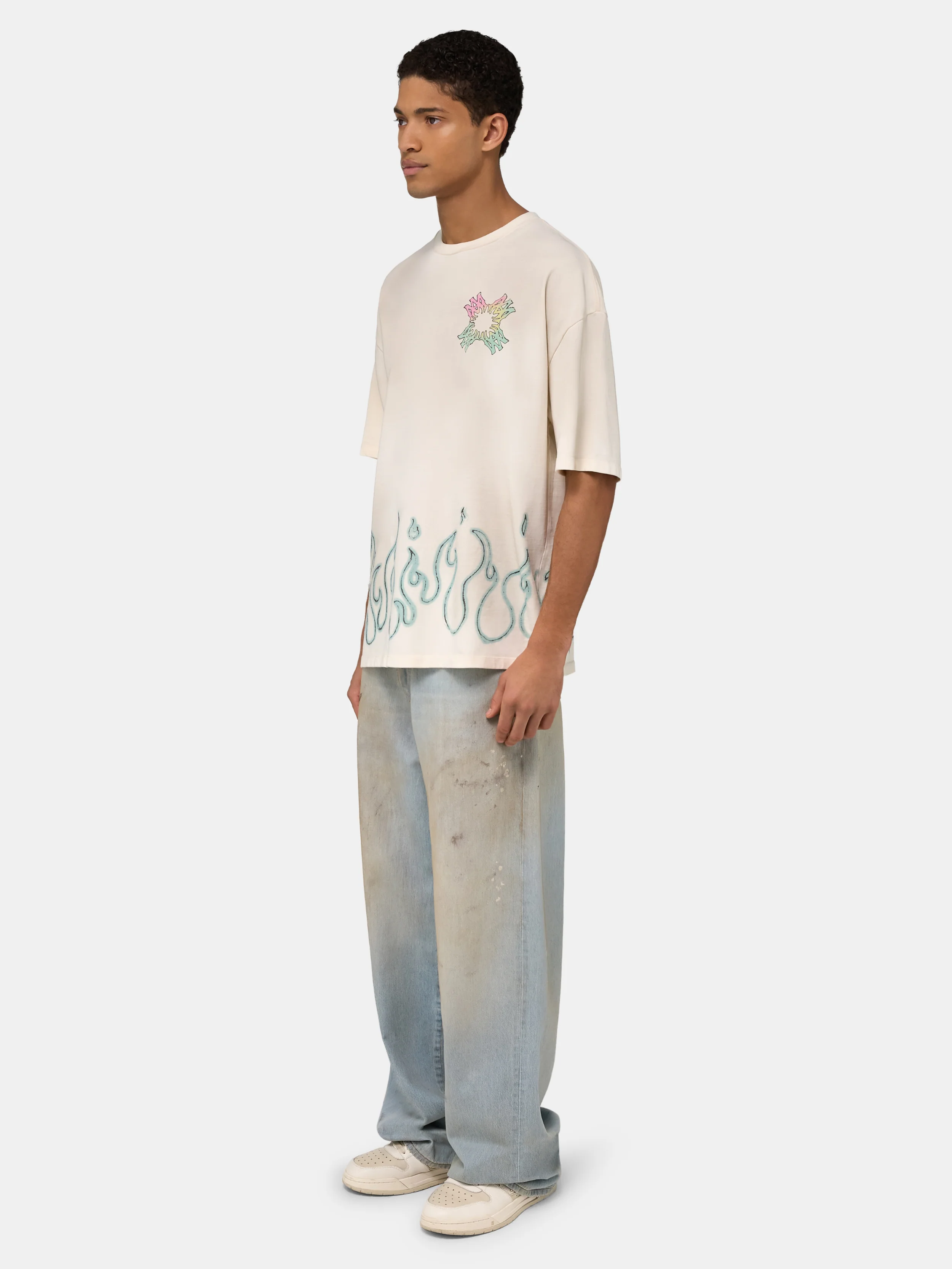 MA QUAD FLAMES OVERSIZED TEE - Ivory - Image 3