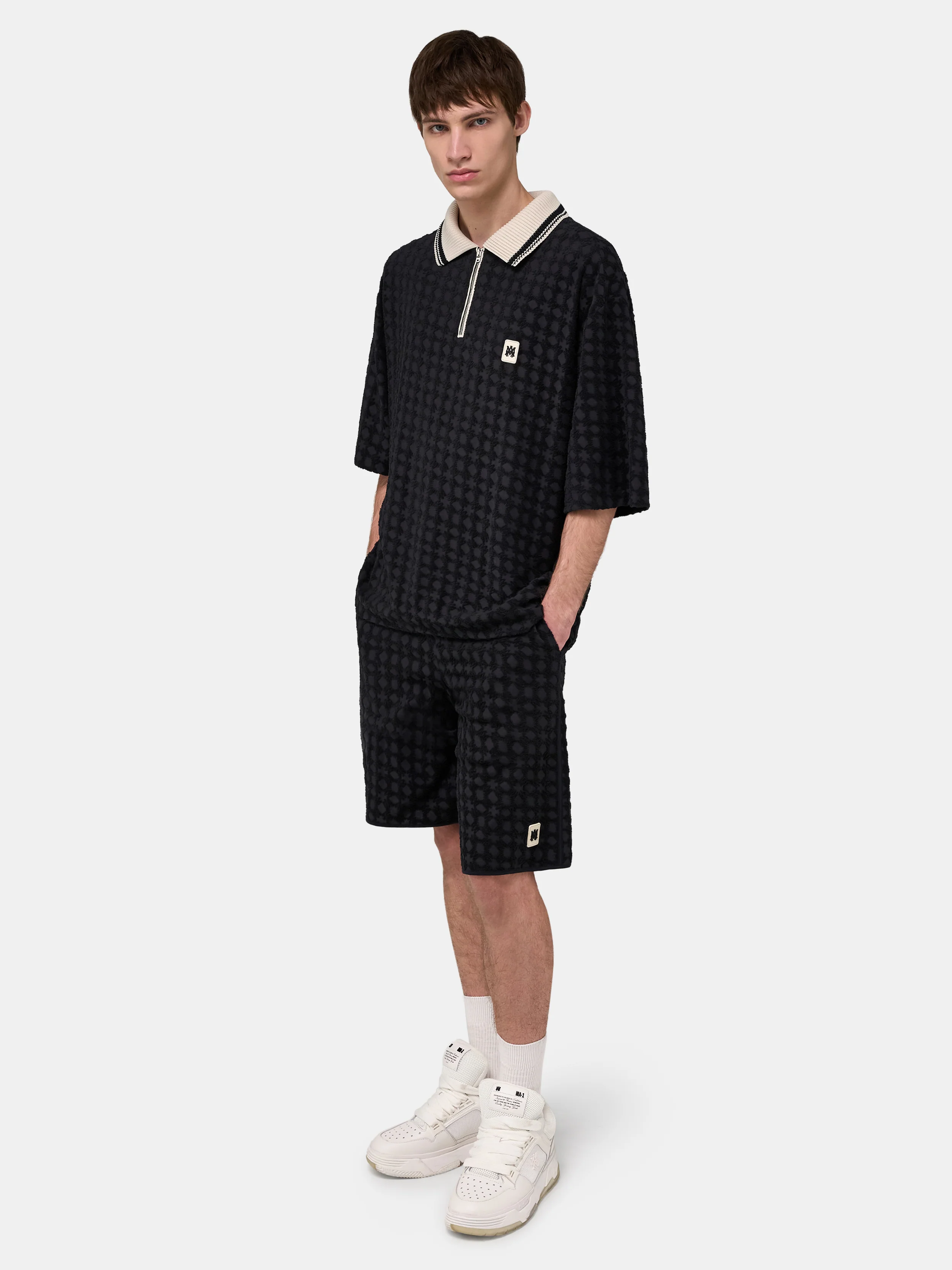 MA QUAD ZIP TOWELING POLO - Black - Image 3