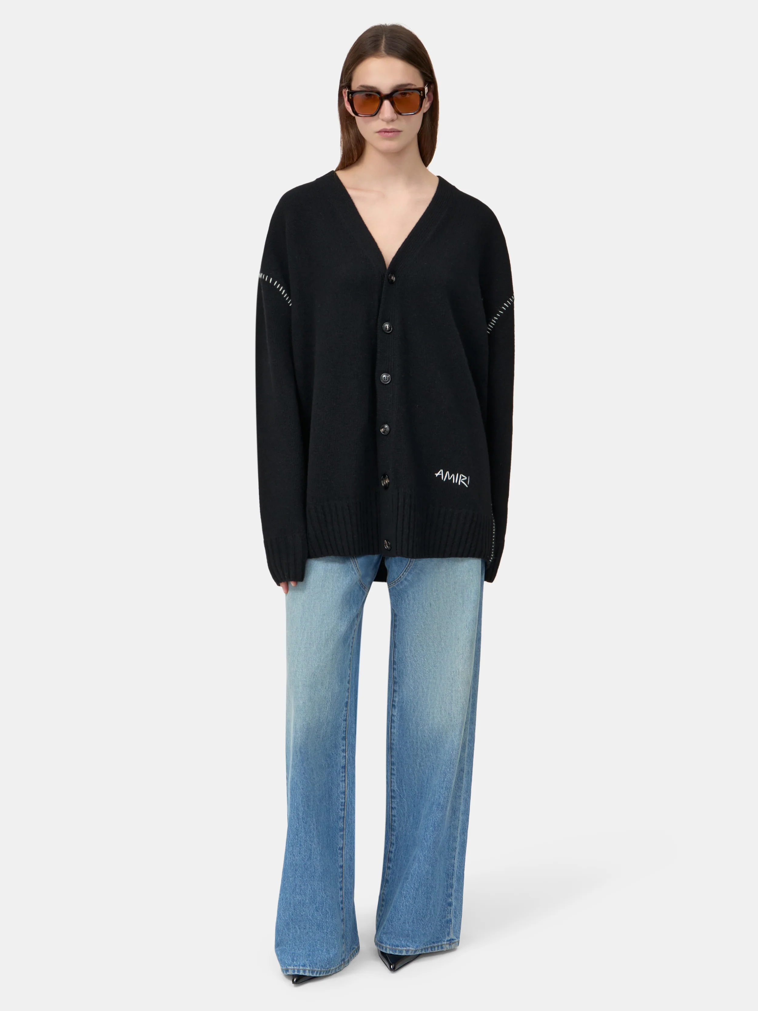 WOMEN - WOMEN'S AMIRI WHIP STITCH CARDIGAN - Black - Image 2