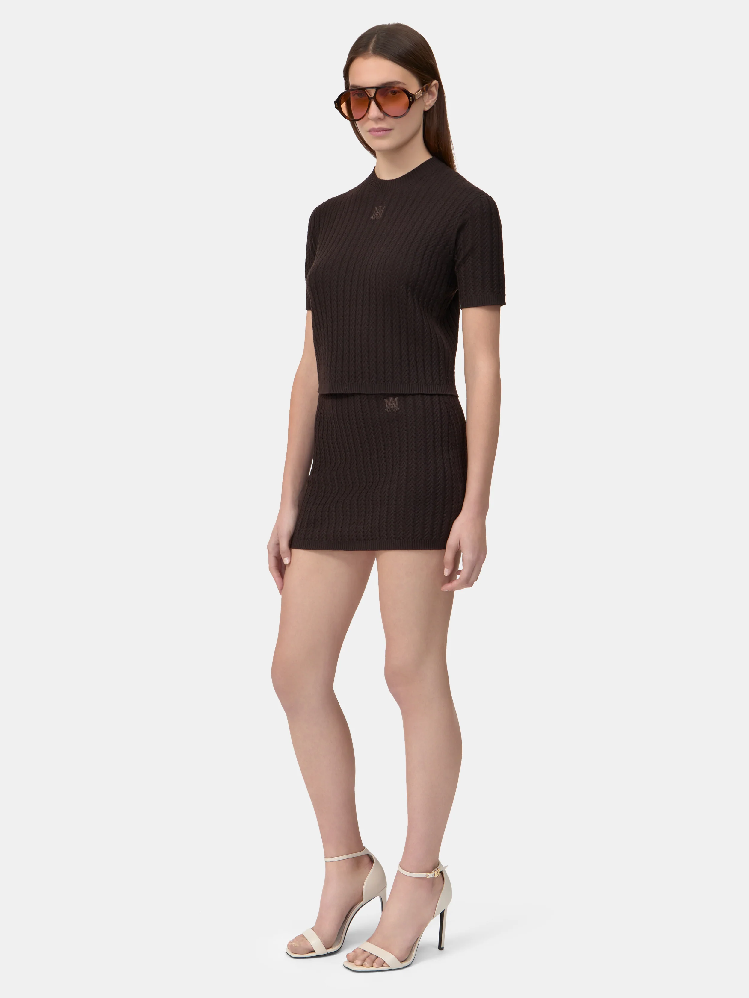 WOMEN - WOMEN'S MA CABLE KNIT TEE - Dark Brown - Image 3