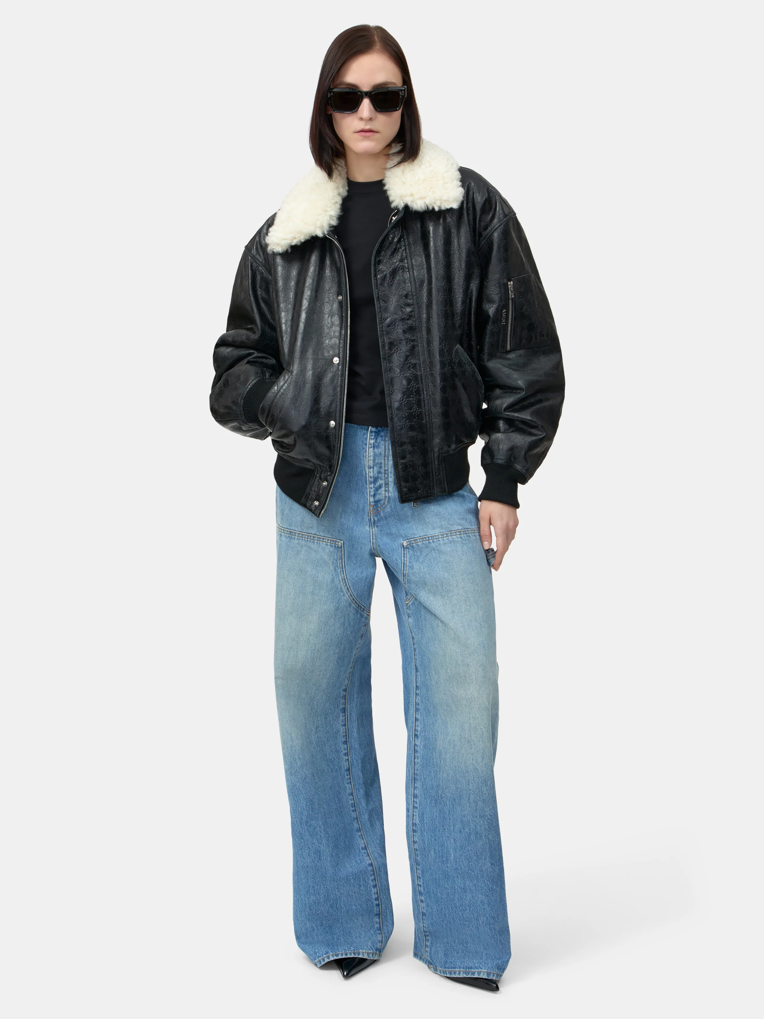 WOMEN - WOMEN'S MA QUAD LEATHER BOMBER JACKET - Black - Image 2