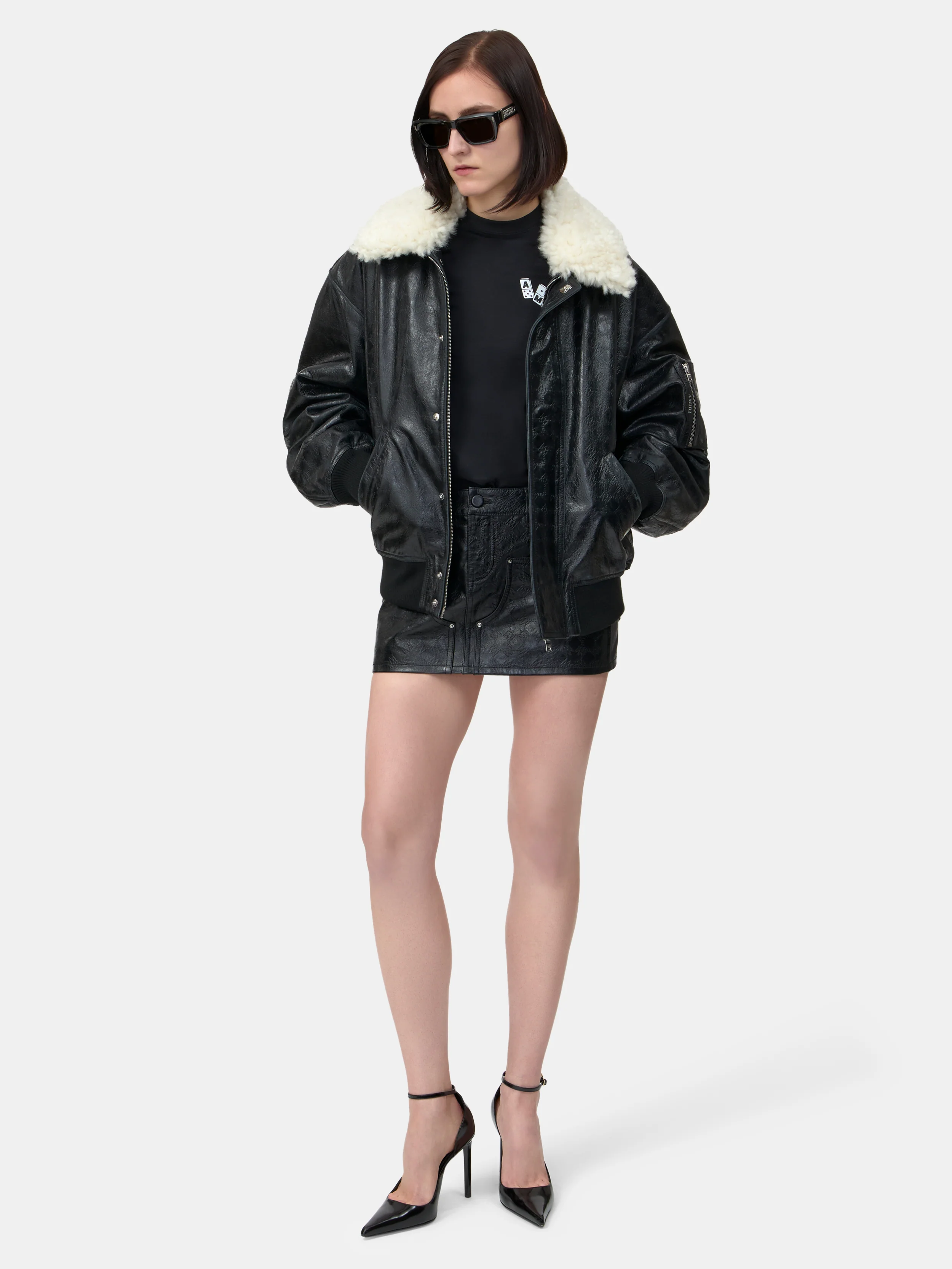 WOMEN - WOMEN'S MA QUAD LEATHER SKIRT - Black - Image 3